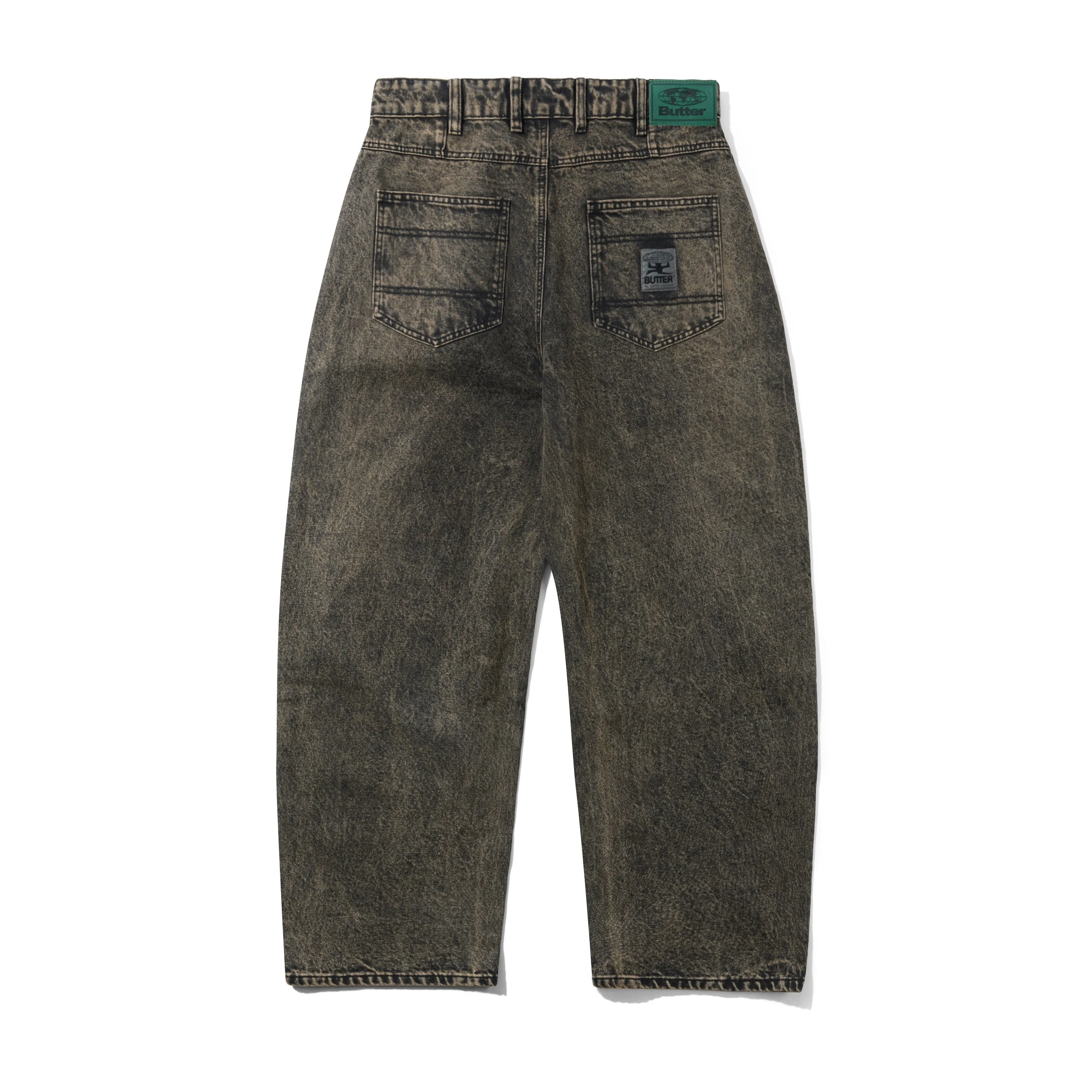 Wide Cut Denim Jeans, Acid Washed Brown - Image 2