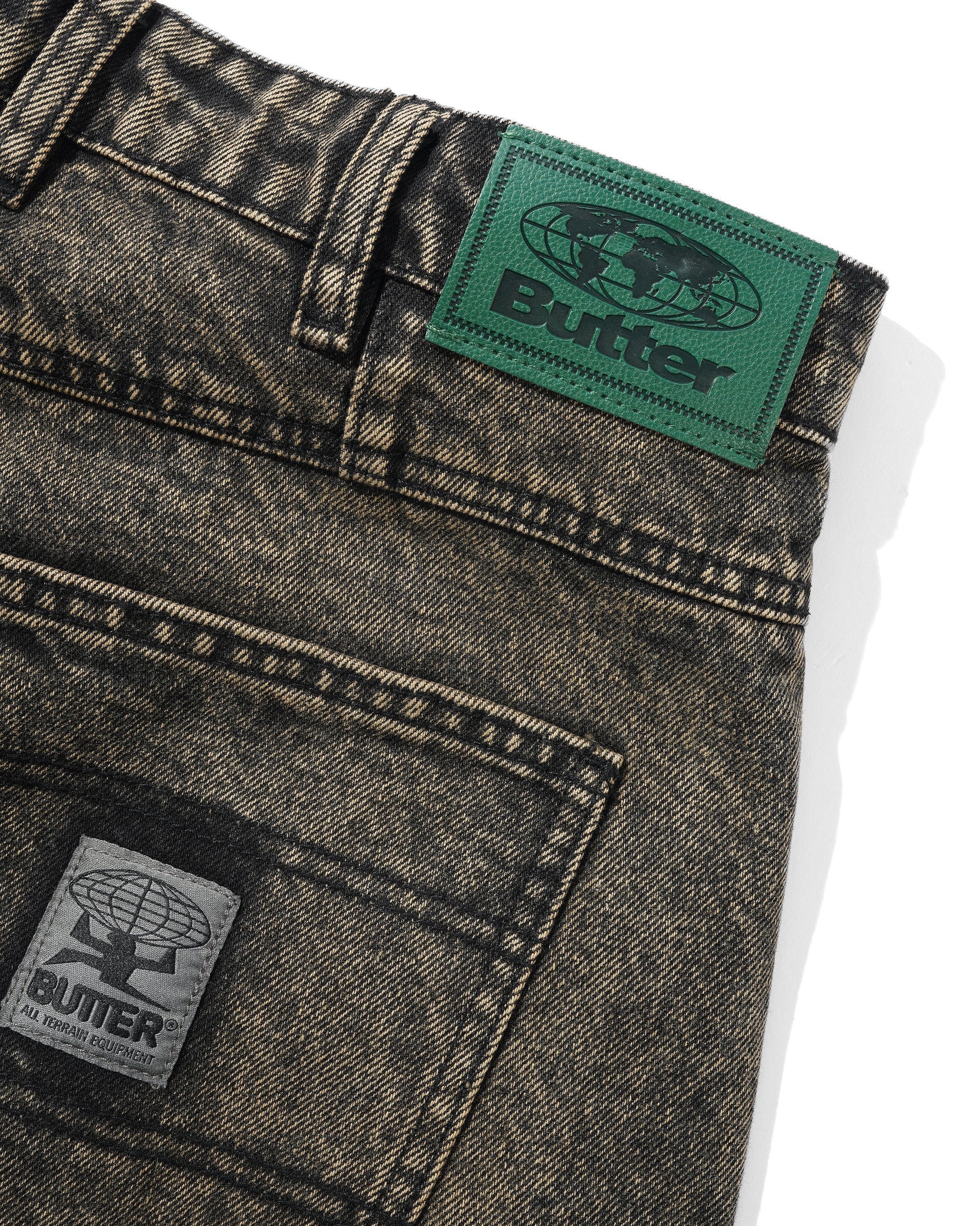 Wide Cut Denim Jeans, Acid Washed Brown - Image 4