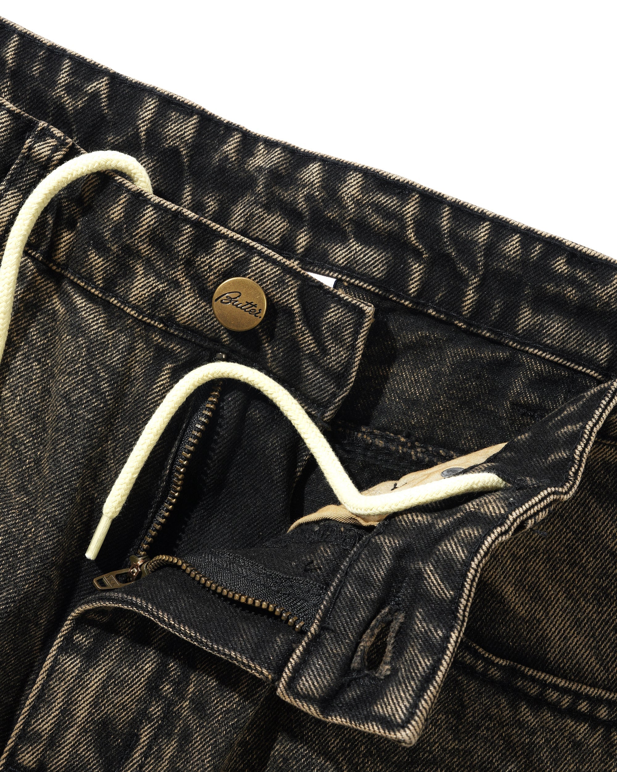 Wide Cut Denim Jeans, Acid Washed Brown - Image 5