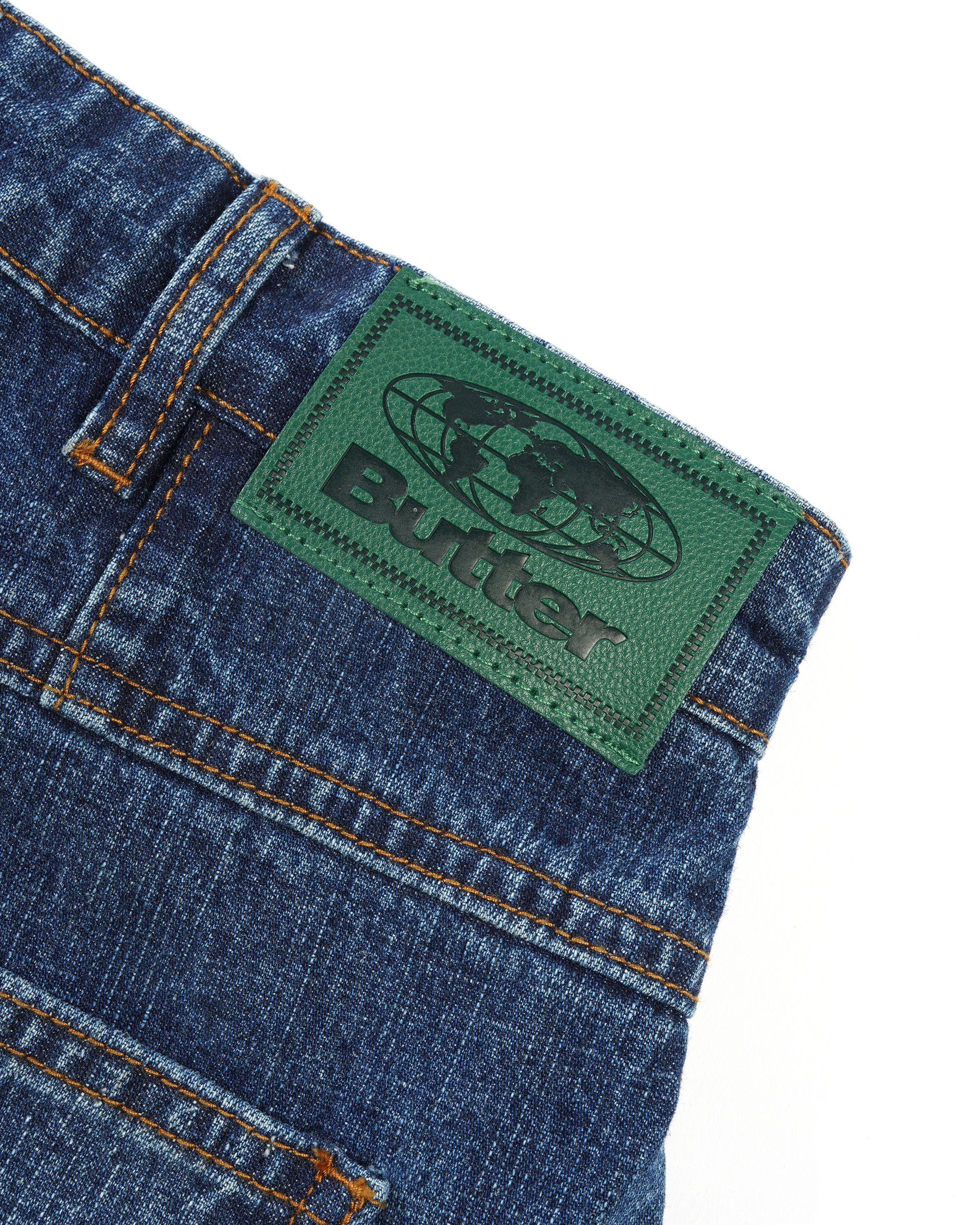 Wide Cut Denim Jeans, Dark Blue Slub - Image 4