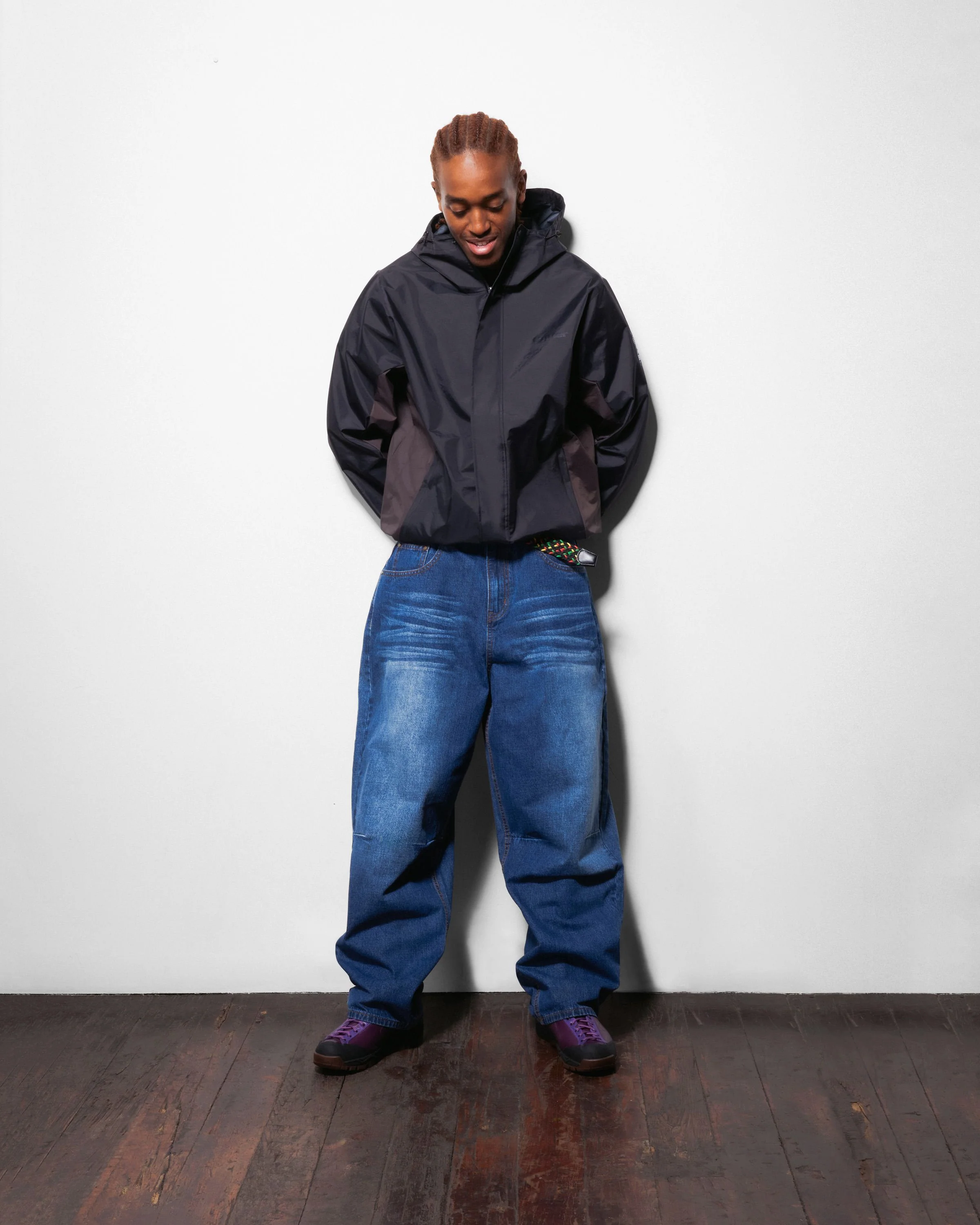 Wide Cut Denim Jeans, Dark Blue Slub - Image 7