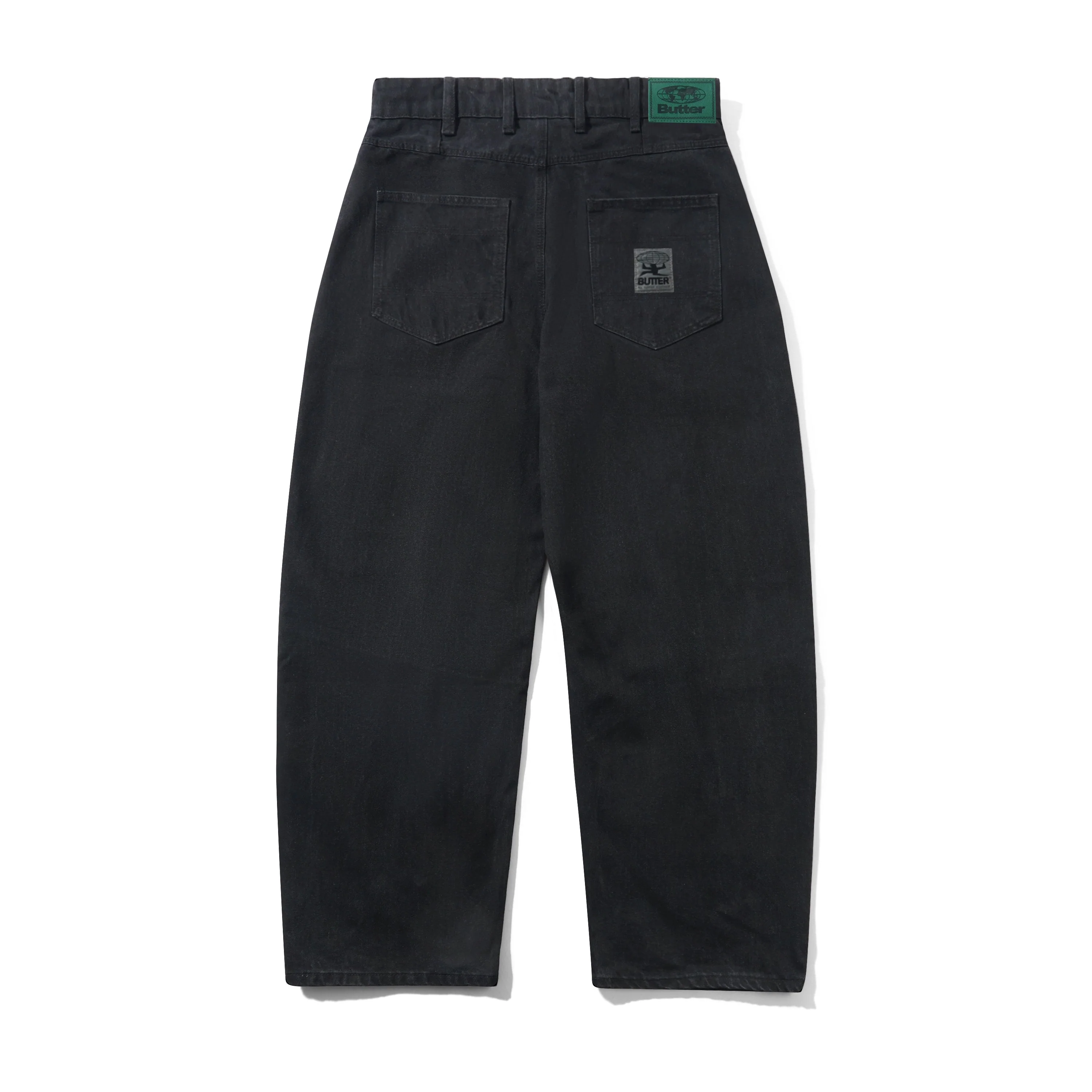 Wide Cut Denim Jeans, Dark Washed Black - Image 2
