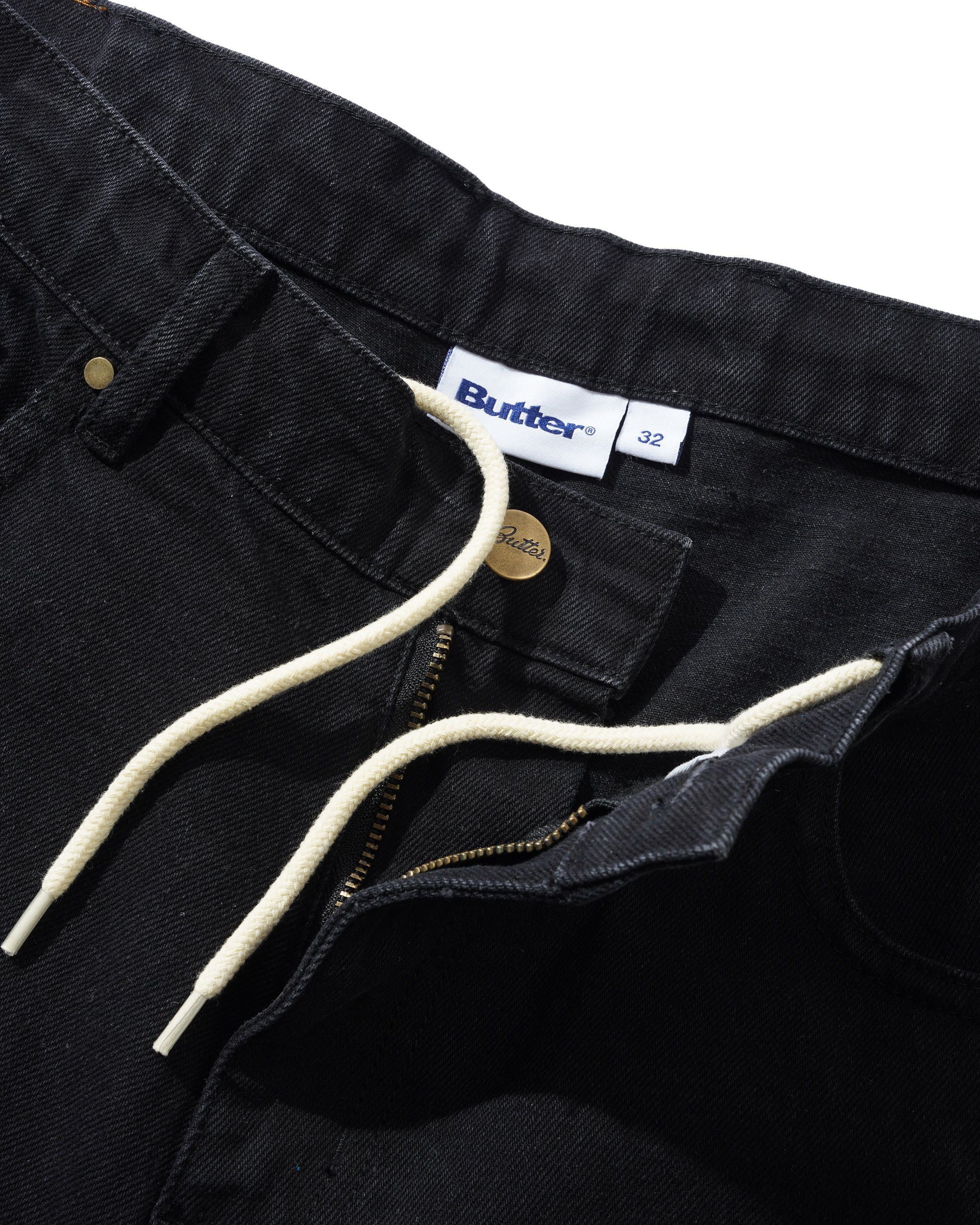 Wide Cut Denim Jeans, Dark Washed Black - Image 3