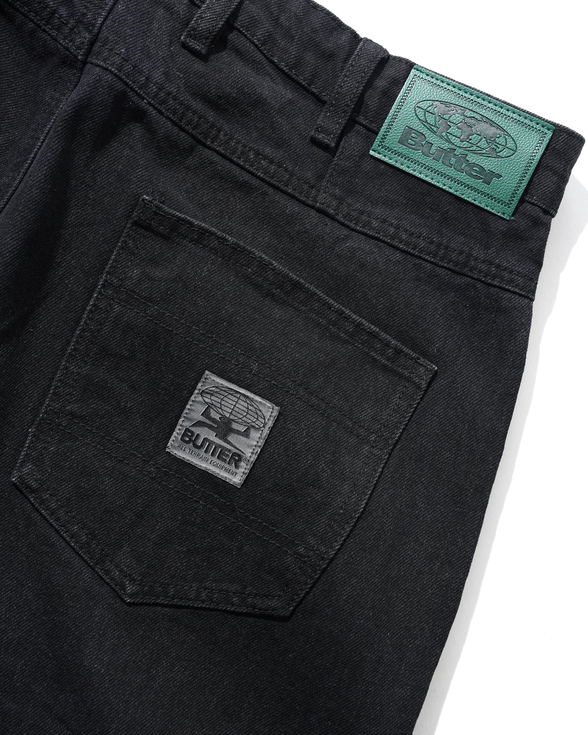 Wide Cut Denim Jeans, Dark Washed Black - Image 4