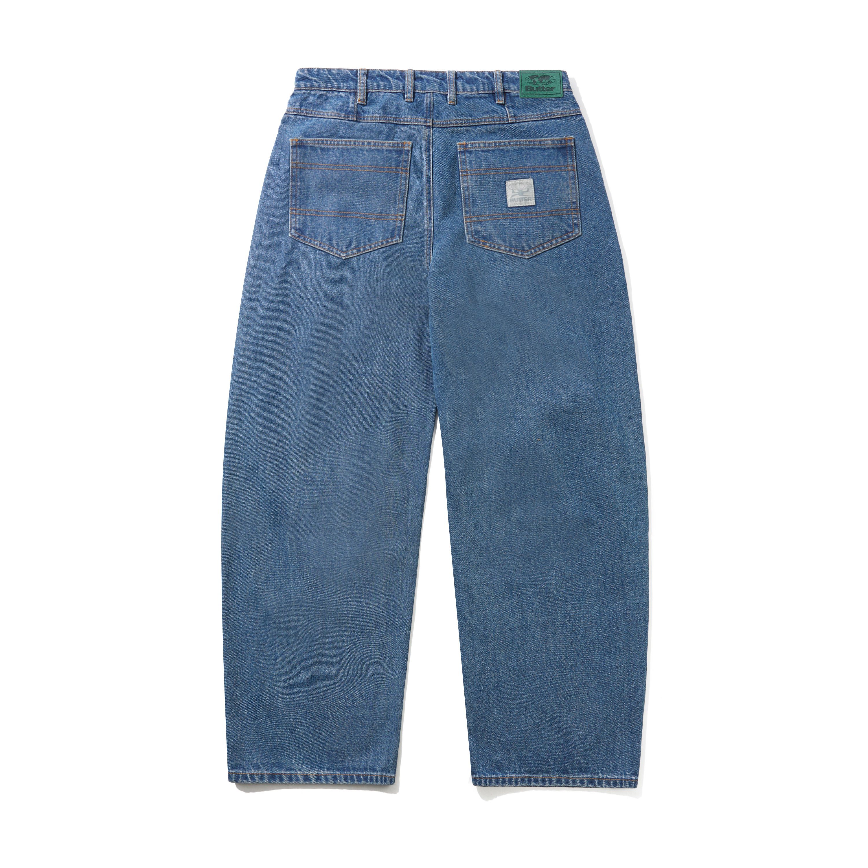 Wide Cut Denim Jeans, Mid Blue - Image 2