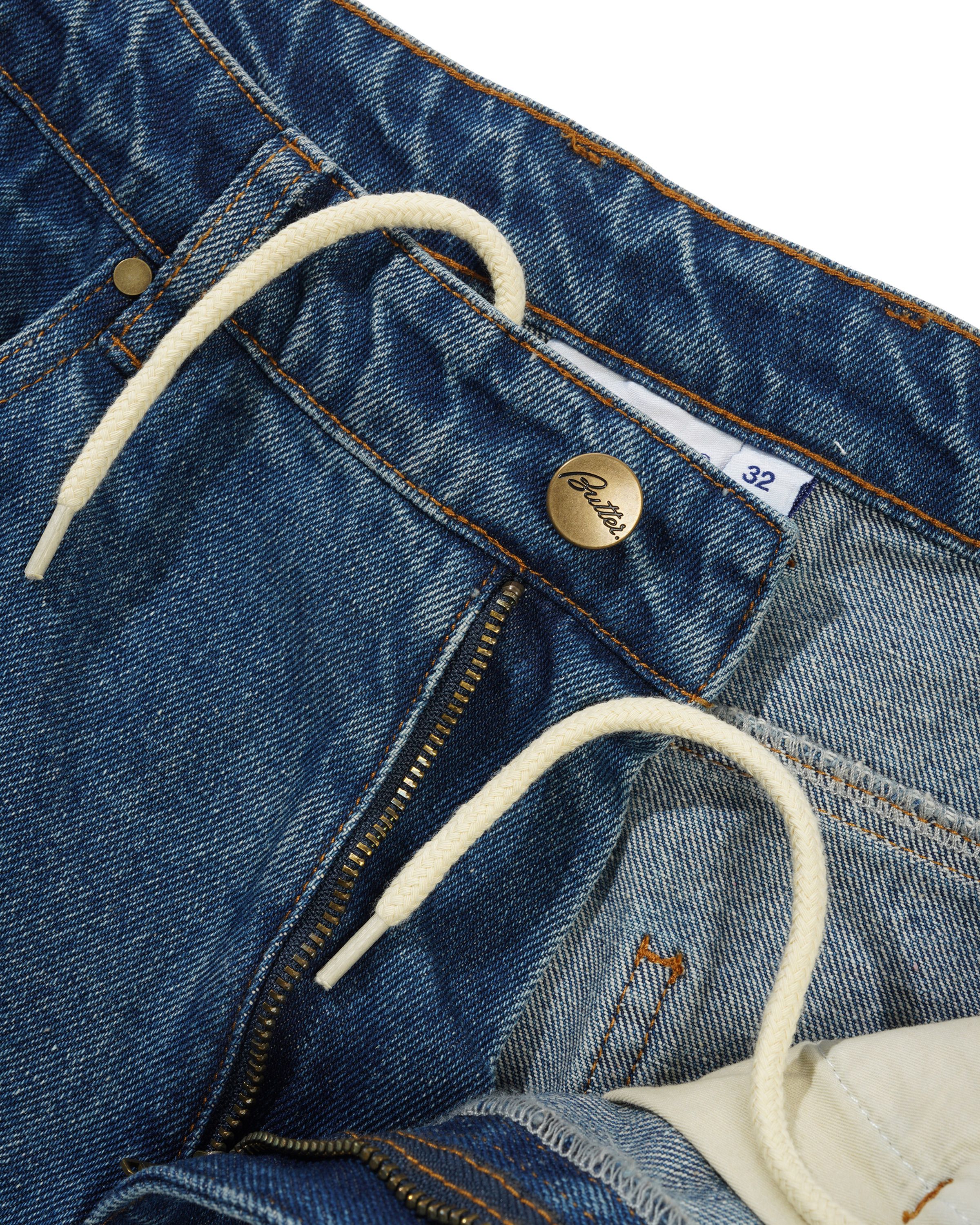 Wide Cut Denim Jeans, Mid Blue - Image 3