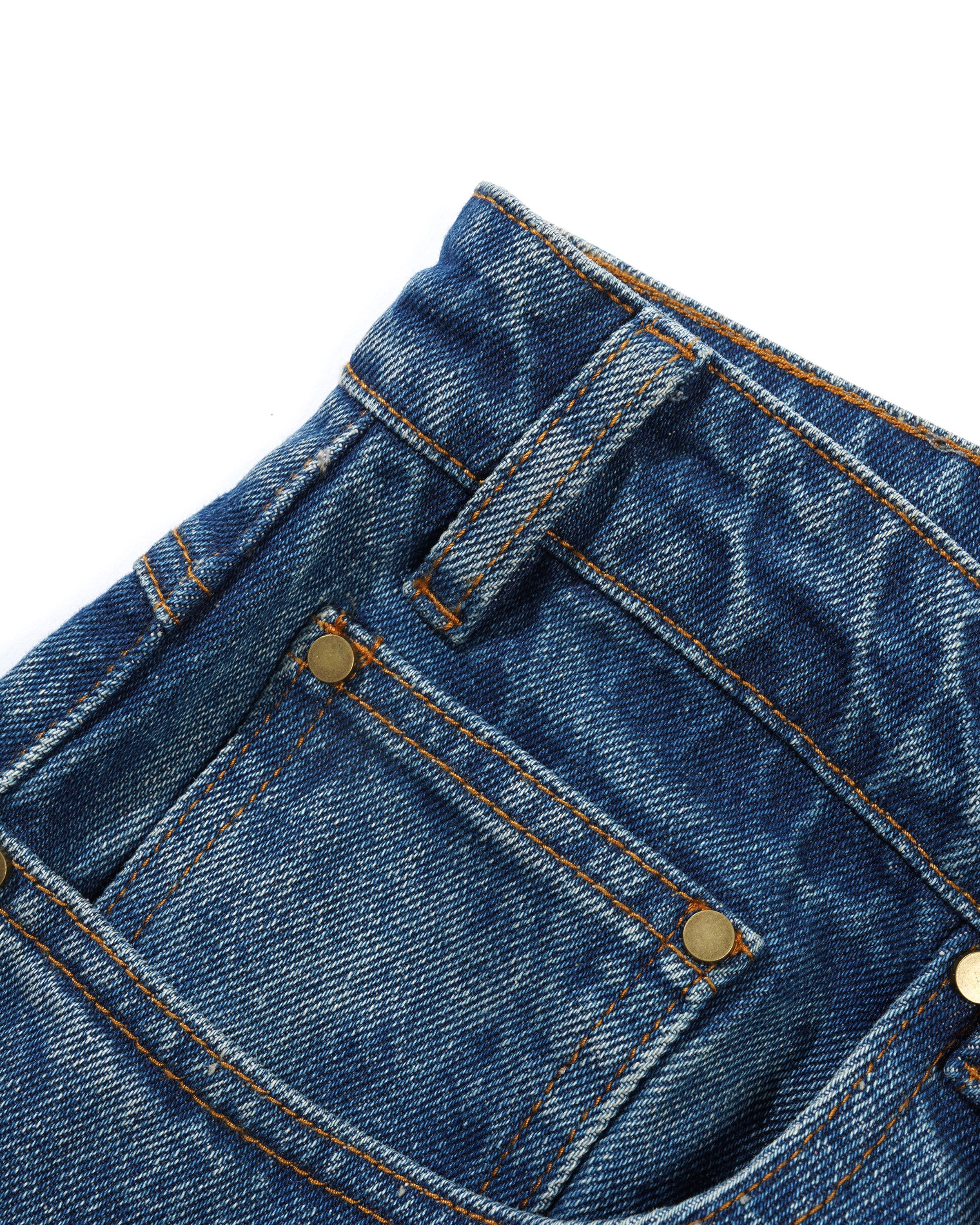 Wide Cut Denim Jeans, Mid Blue - Image 4