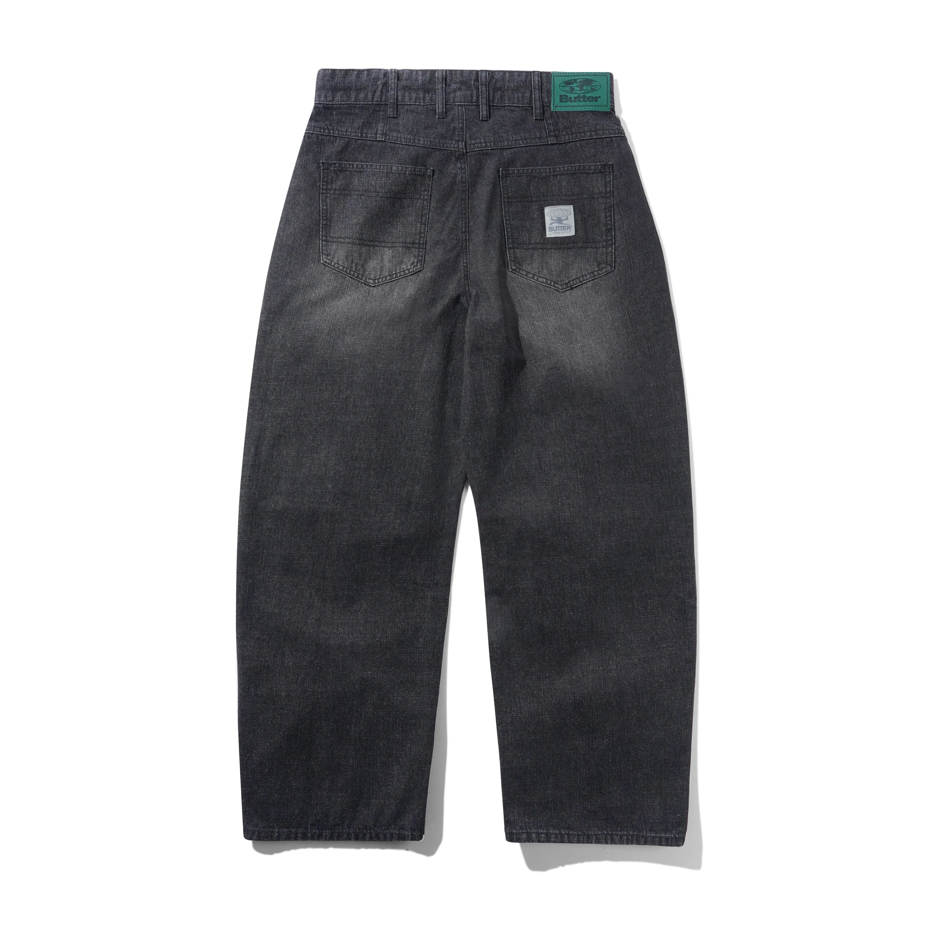 Wide Cut Denim Jeans, Streaky Black Wash - Image 2