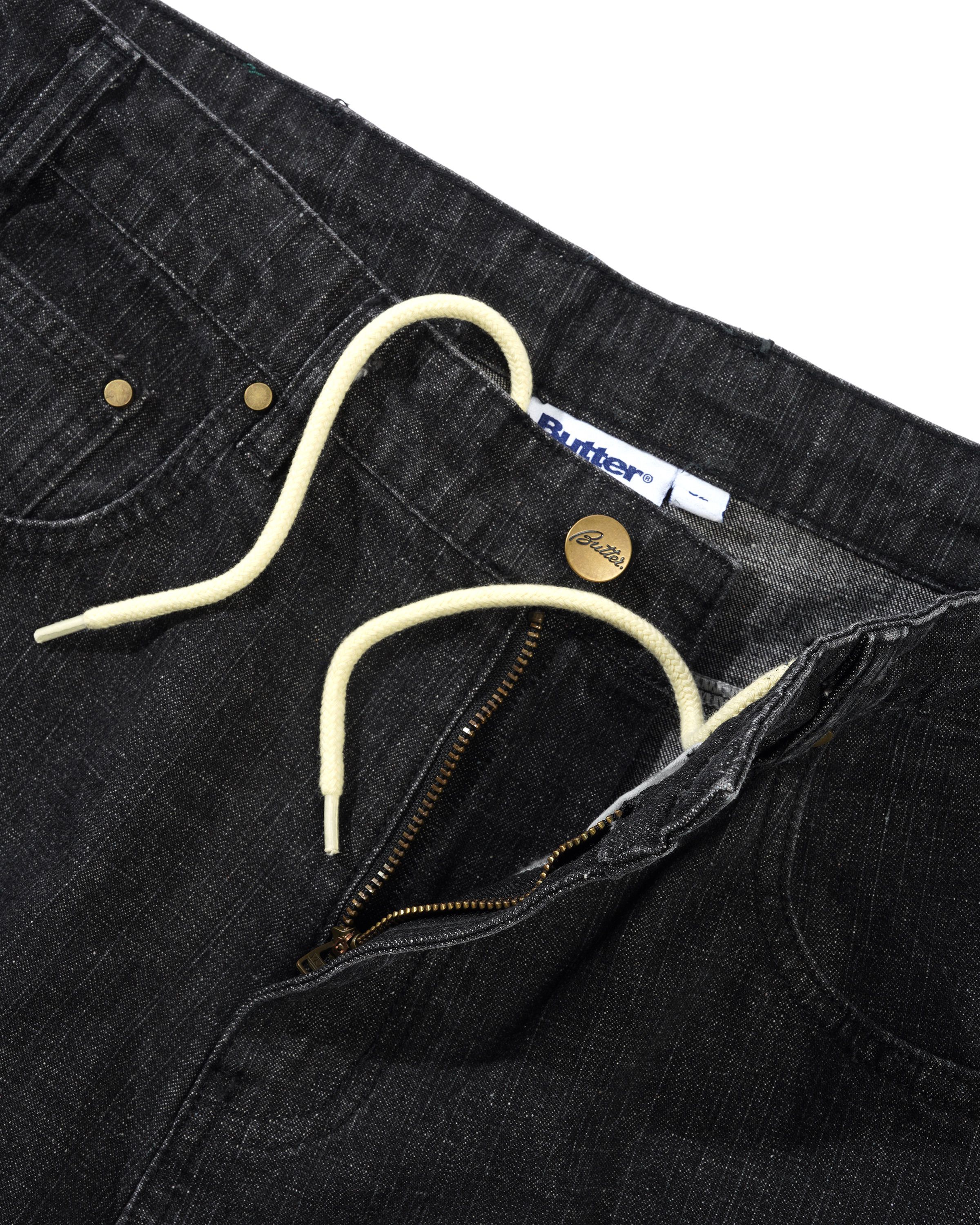 Wide Cut Denim Jeans, Streaky Black Wash - Image 5