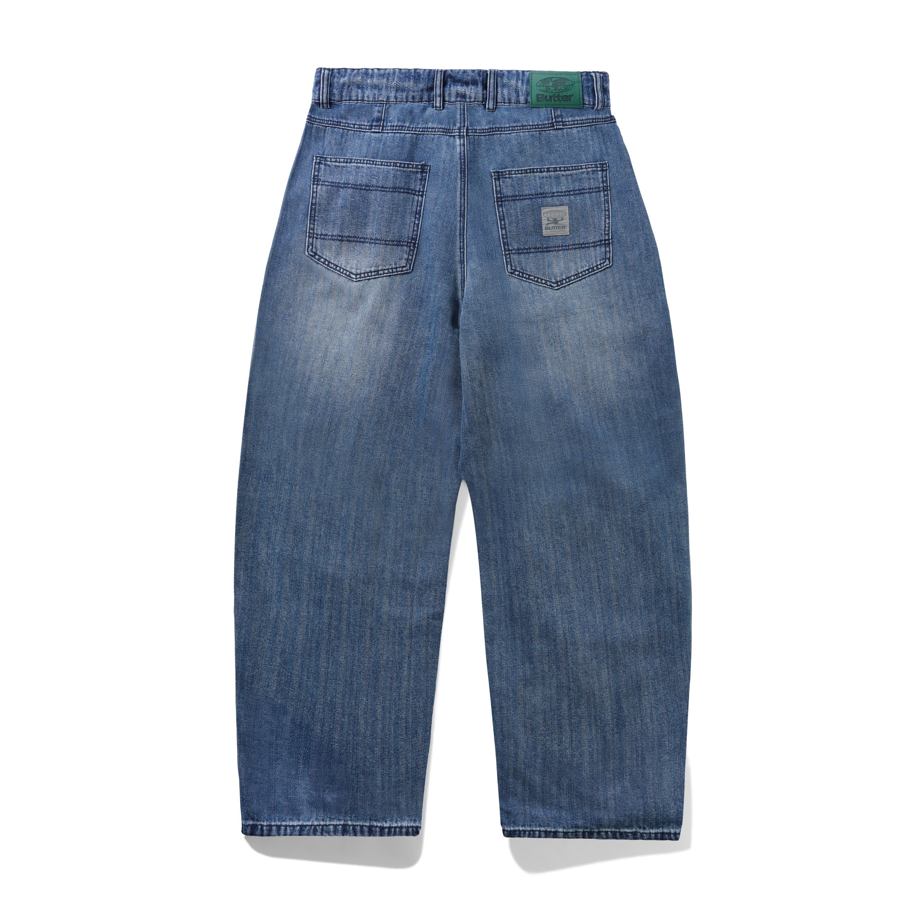 Wide Cut Denim Jeans, Vertical Stripe - Image 2