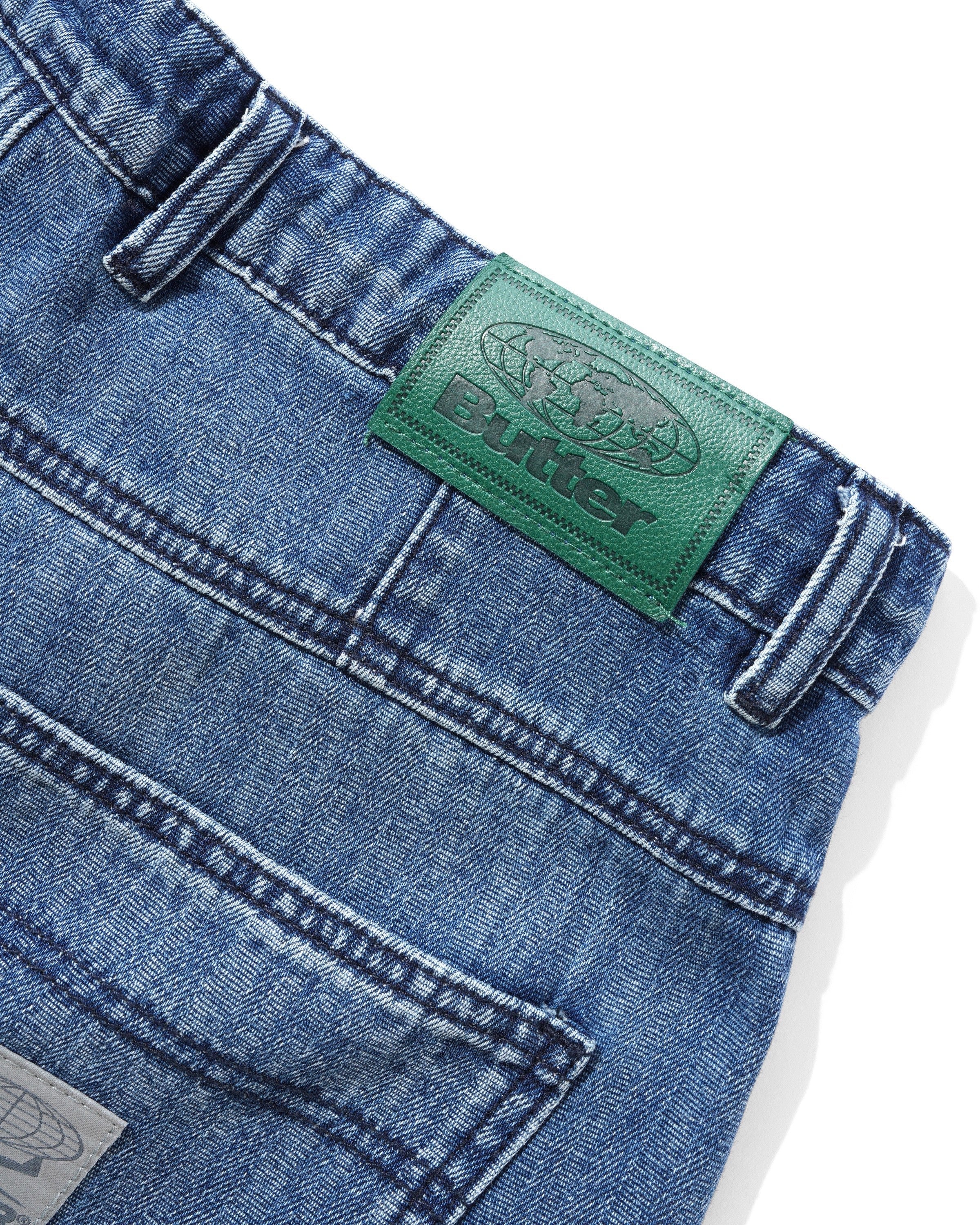 Wide Cut Denim Jeans, Vertical Stripe - Image 5