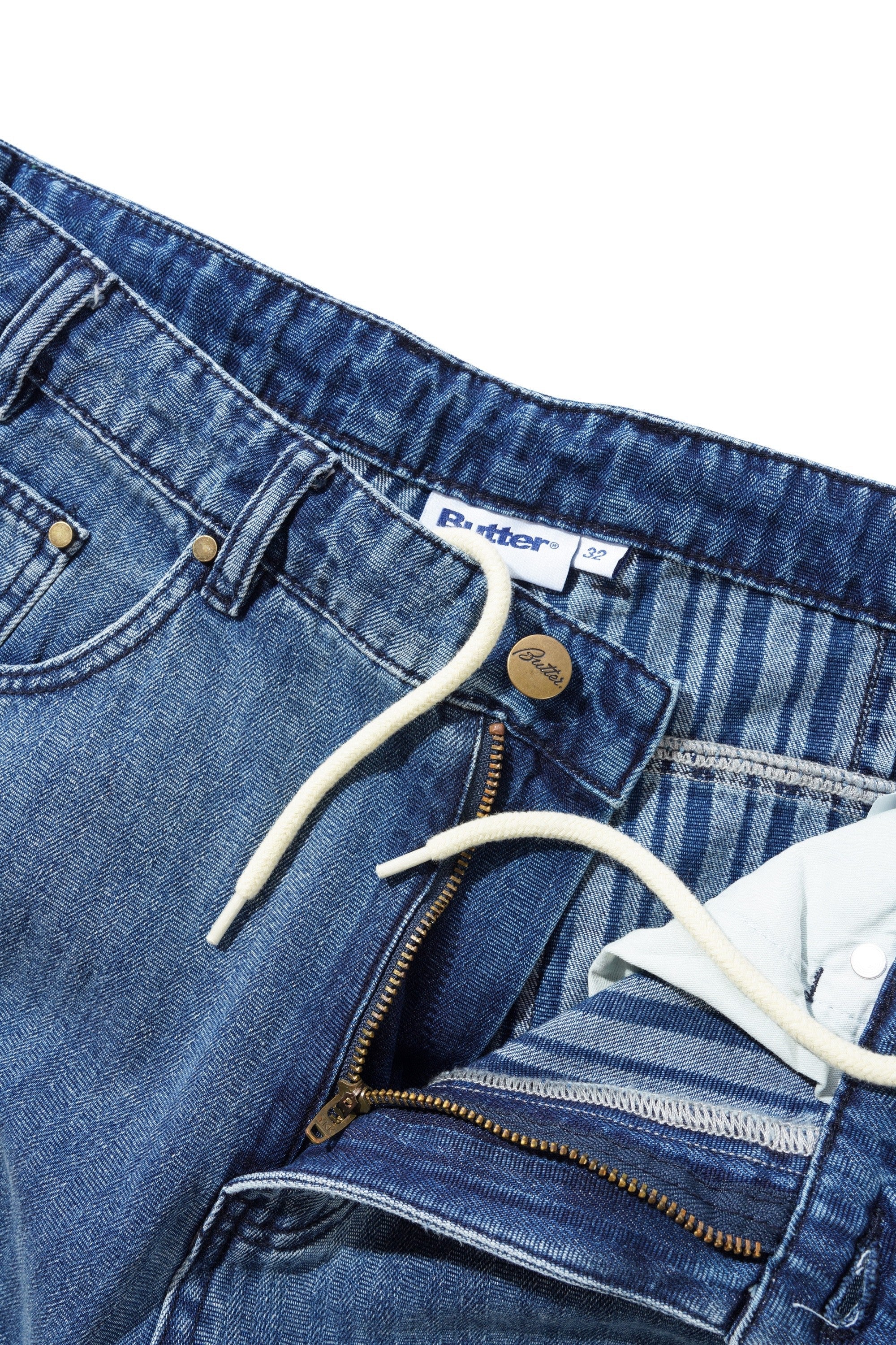 Wide Cut Denim Jeans, Vertical Stripe - Image 6