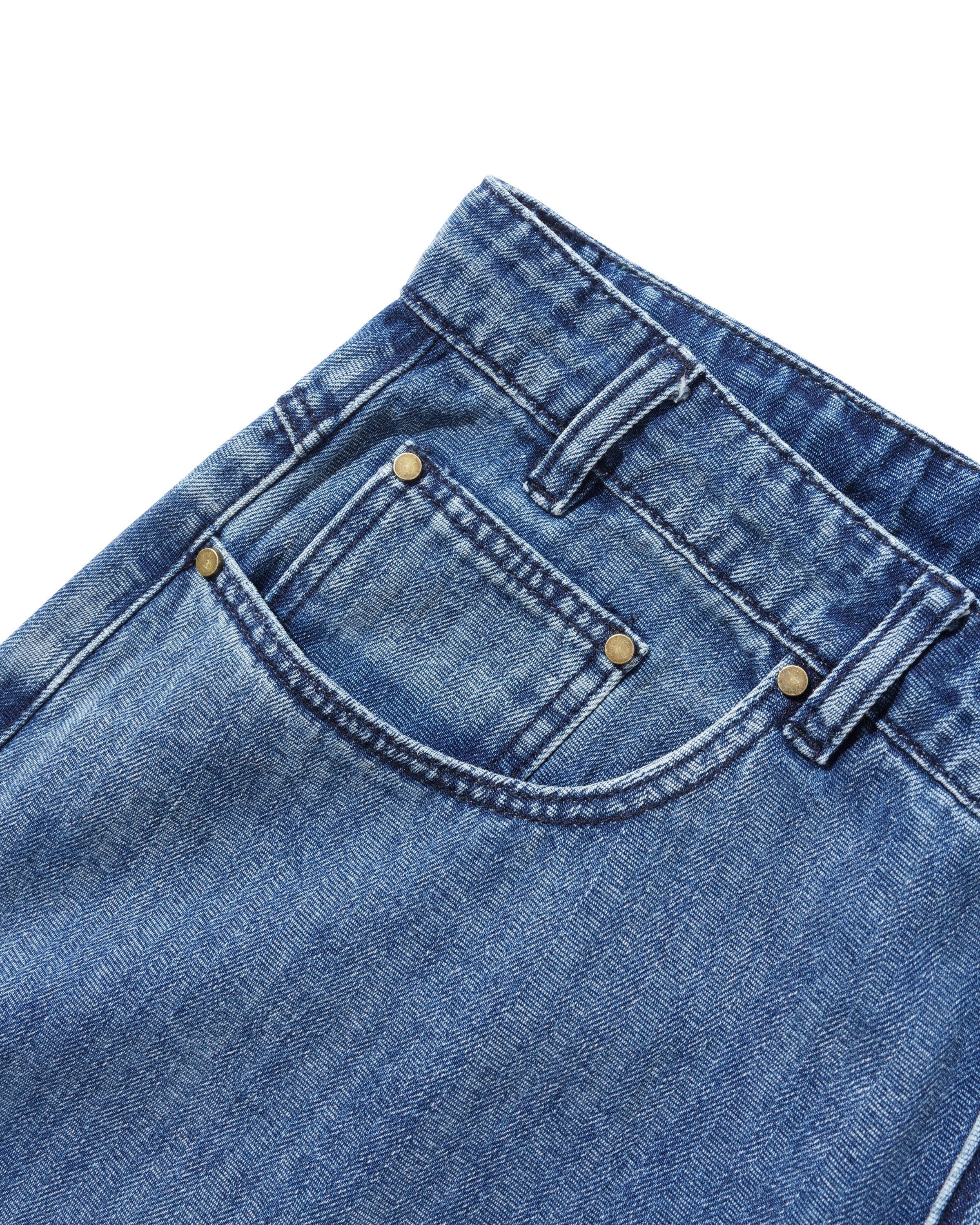 Wide Cut Denim Jeans, Vertical Stripe - Image 7
