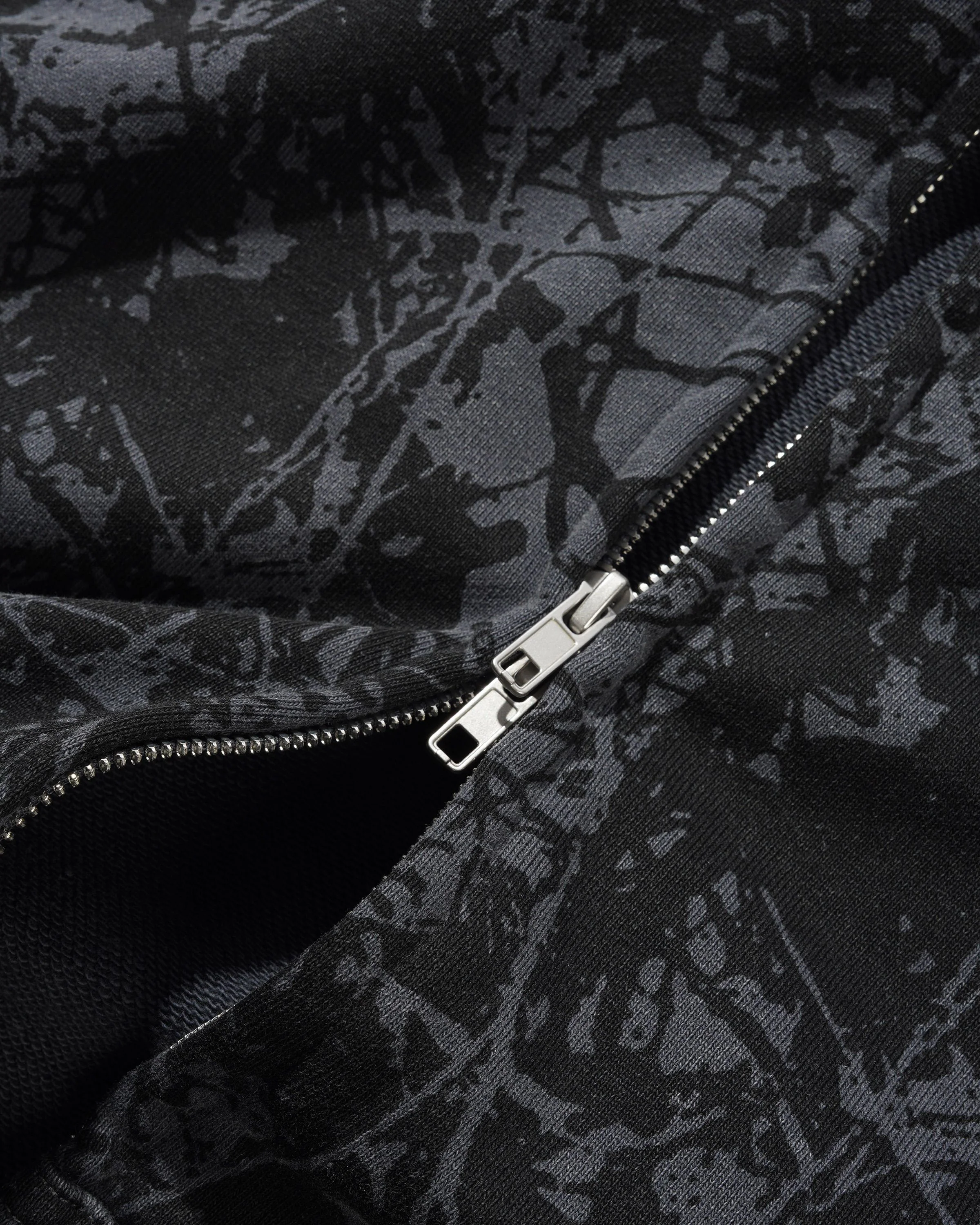 Woods Camo Zip-Thru Hood, Washed Black - Image 2