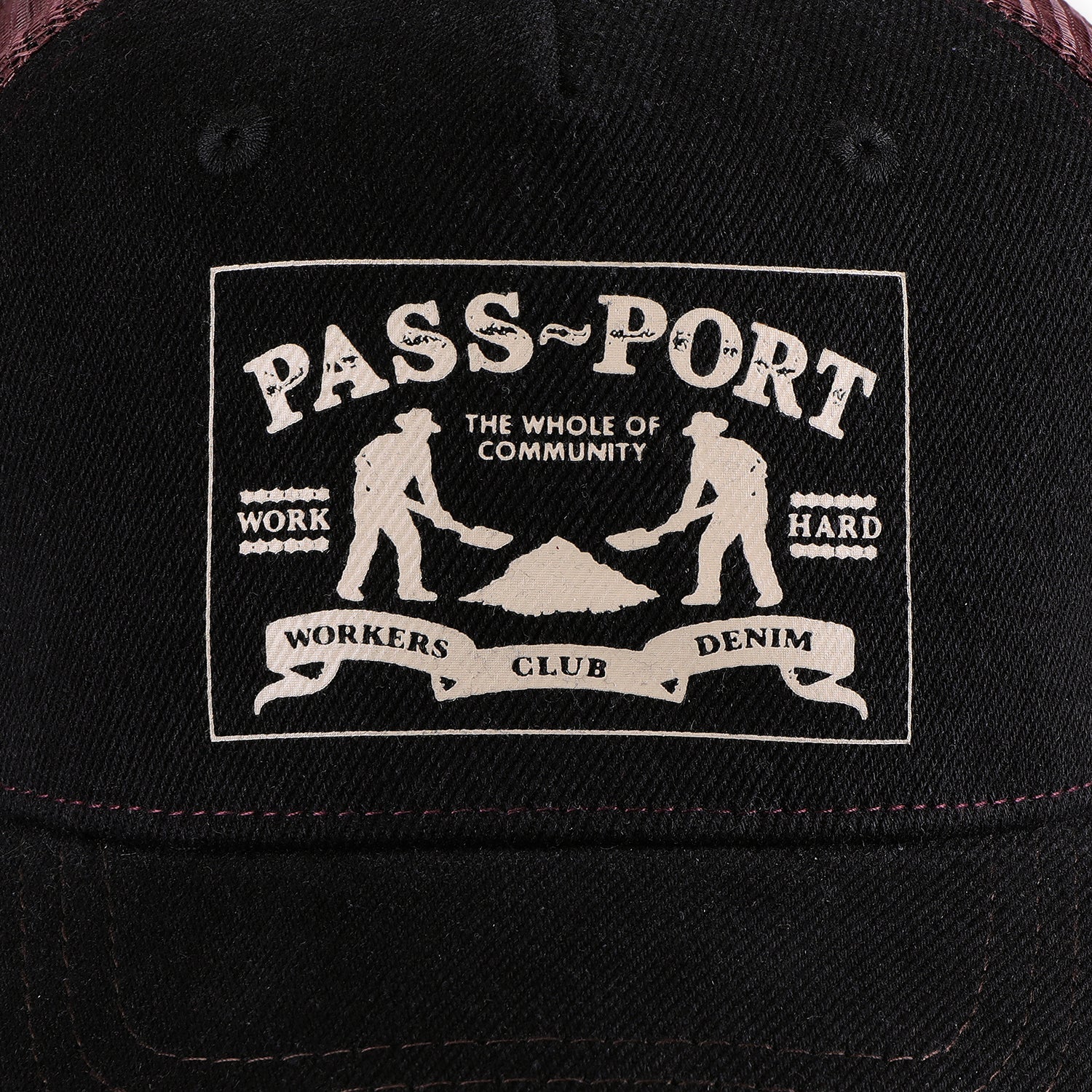 Workers club denim Packers Trucker Hat, Washed Black - Image 2