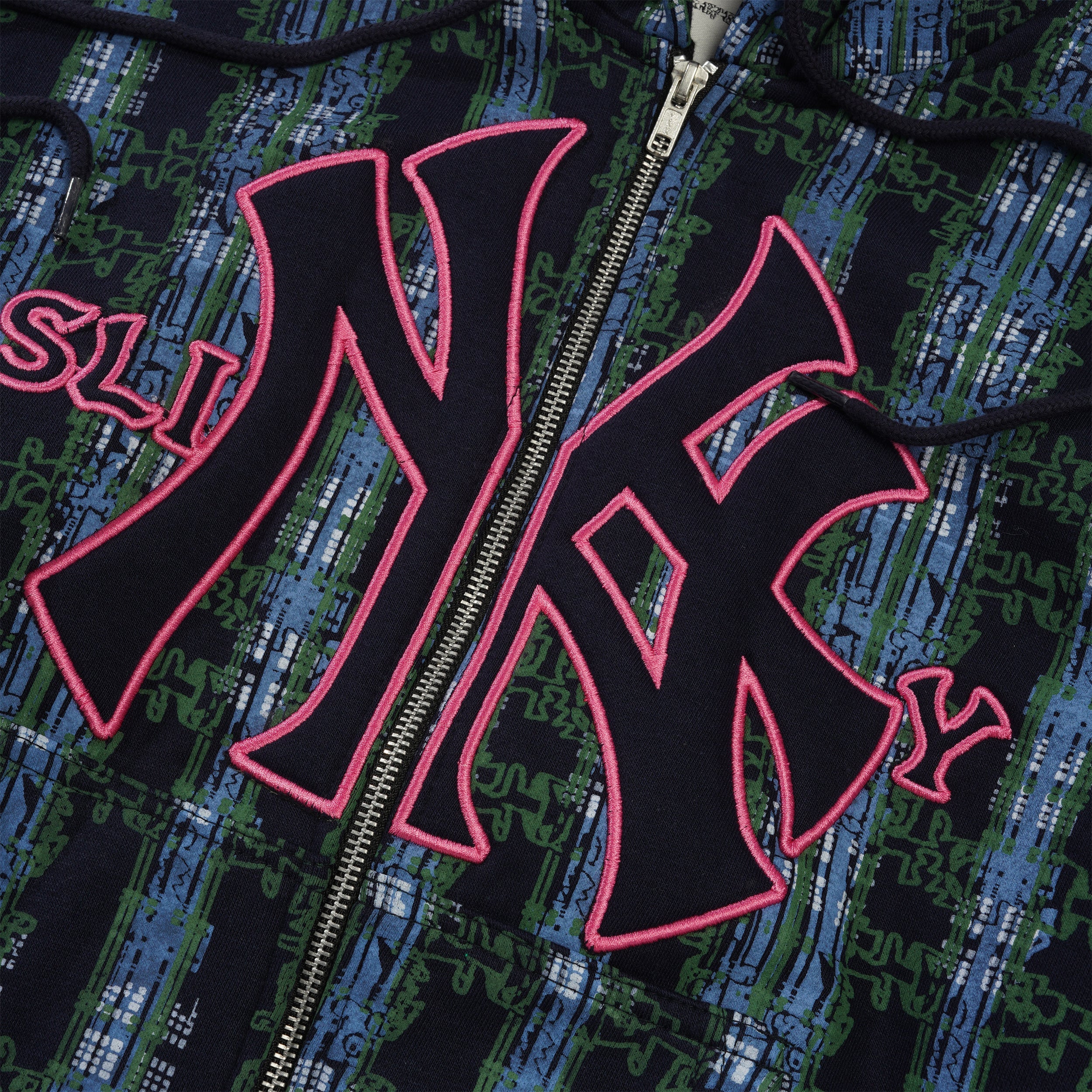 Yankees Bootleg Zip-Thru Pullover Hood, Navy - Image 2