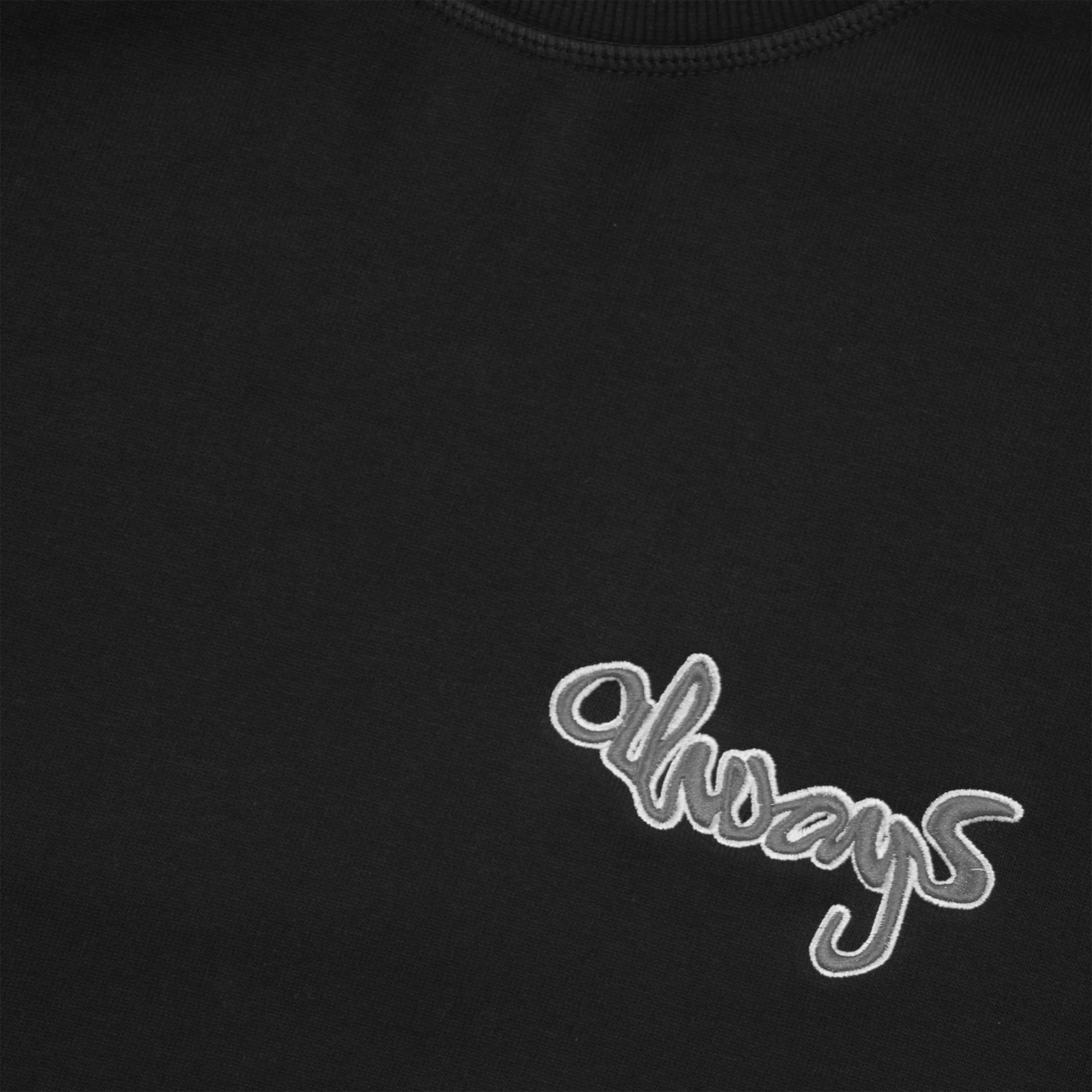 Zach Logo Embroidered Crewneck, Black - Image 2